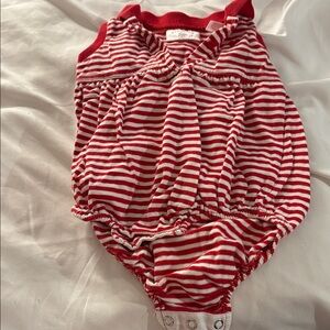 All mine Red and White Striped Baby Romper 6-9 months